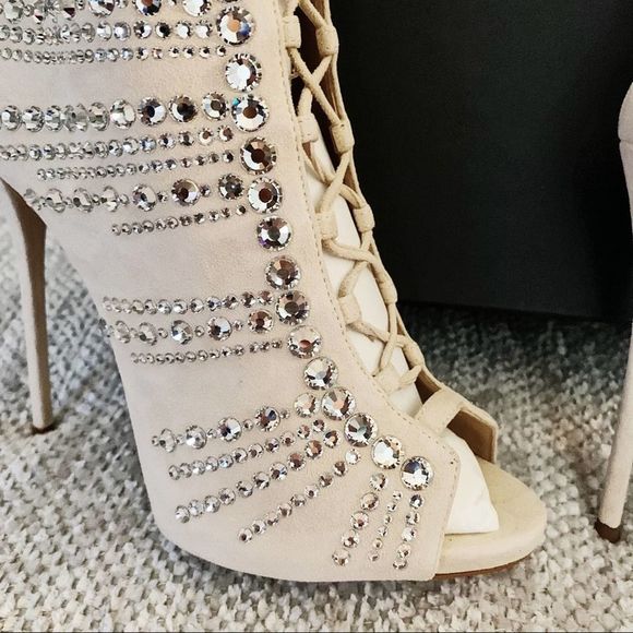 Giuseppe Zanotti “Kaylee” Rhinestone Embellished Suede Lace up Heels - Picture 10 of 13